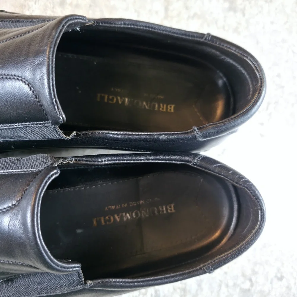 Bruno Magli Slip On Faumo Shoes Mens 11.5 Black Leather Loafers Dress *Read Desc